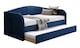 image 1 of Blue Day Bed,Sofabed,Guest Trundle Fabric Upholstered Velour, Bed Frame | Blue | Single