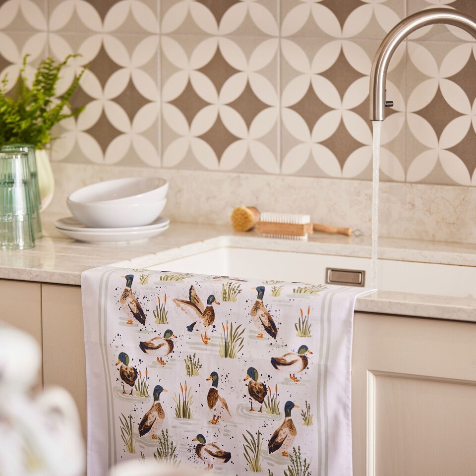 image 1 of Ulster Weavers Farmhouse Ducks Tea Towel - Cotton Sage