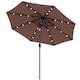 image 1 of Outsunny 2.7m Garden 24 LED Light Parasol Solar Outdoor Tilt Sun Umbrella Patio Club Party Event Manual Sun Shade w Hand Crank and 8 Ribs, Brown