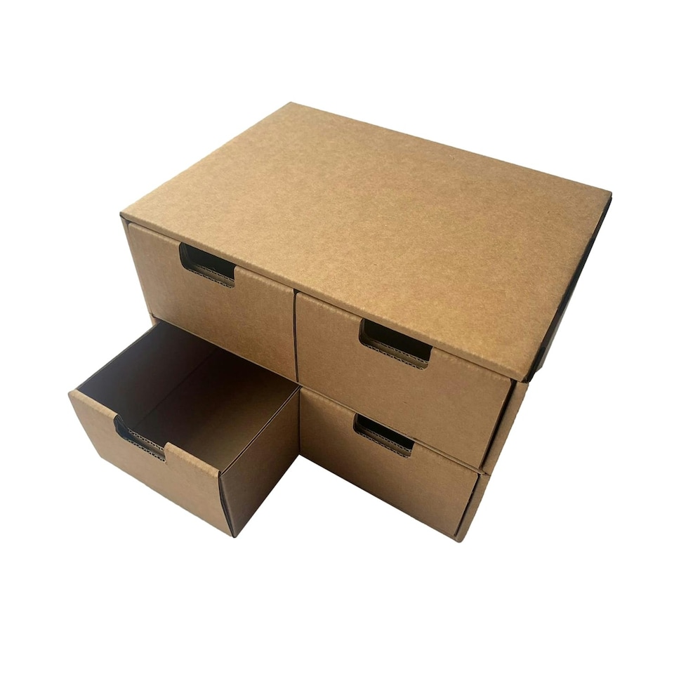 image 1 of Kraft Desktop Organiser Drawers Cardboard DIY Storage Box