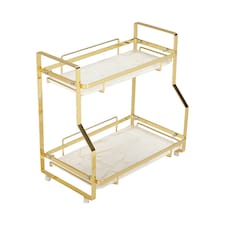Living and Home 2-Tier Kitchen Bathroom Storage Rack - Gold