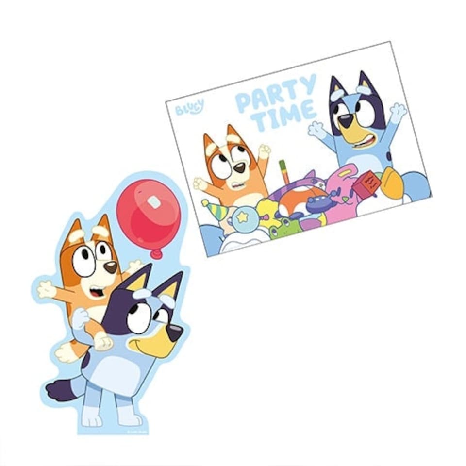 Bluey Party Invitations with Envelopes - Pack of 8