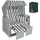 image 1 of Beach Chair Sylt with cushions, footrest and rain cover | Grey | grey/white | 1