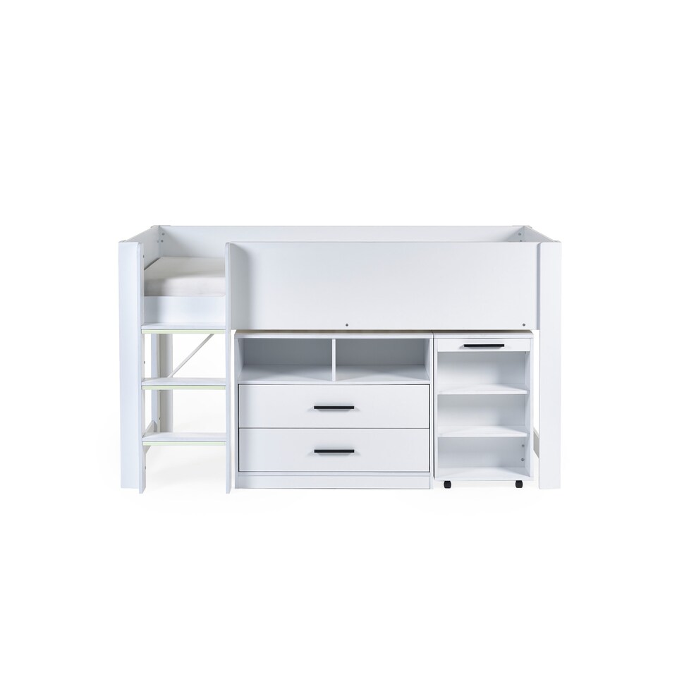 image 1 of Otis 90cm Single White Midsleeper Cabin Bed with Desk