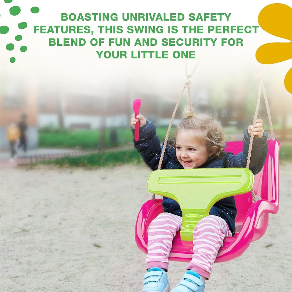 image 1 of The Magic Toy Shop Pink Toddler Swing Chair Adjustable Kids Outdoor Playground Swing Seat