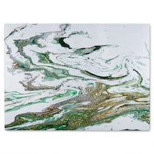 Green & Gold Marble Glass Chopping Board | Multi