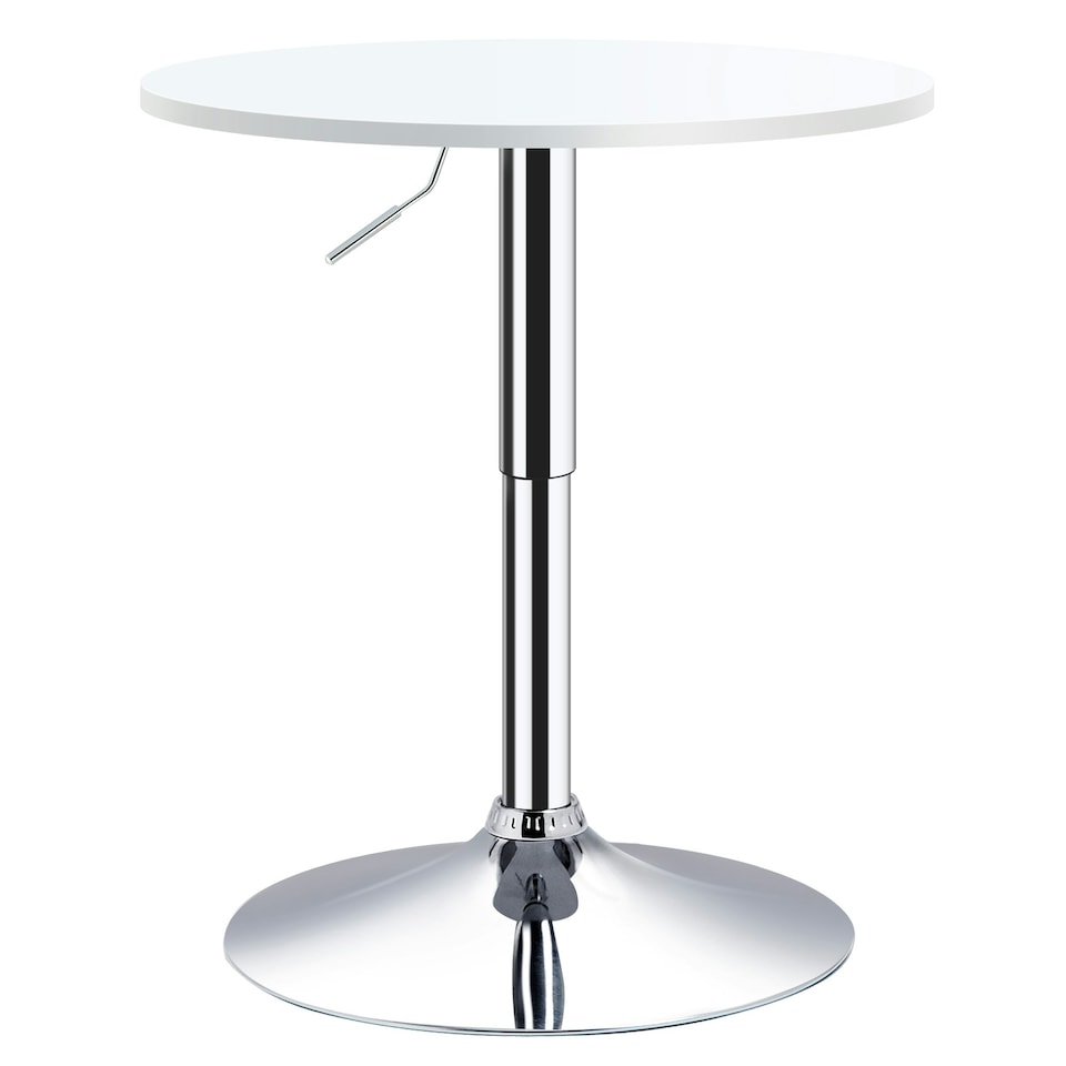 image 1 of HOMCOM Adjustable Height Round Bar Table with Swivel Top Metal White