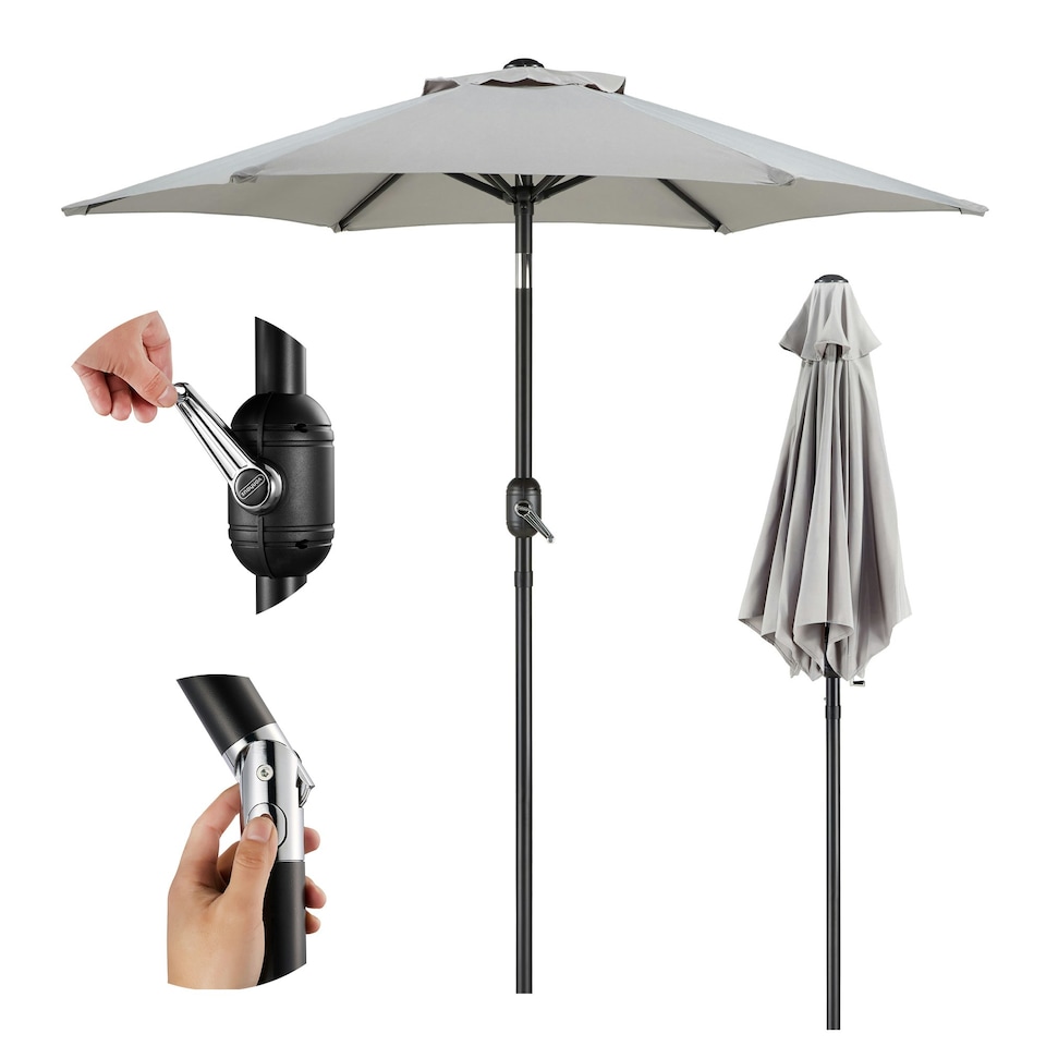 image 1 of VonHaus Steel Parasol Grey 2M Hand Crank & Tilt Function | Multi | 2M