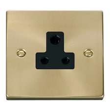 SE HOME Satin Brushed Brass 1 Gang 5A Round Pin Socket | Gold | Satin Brass