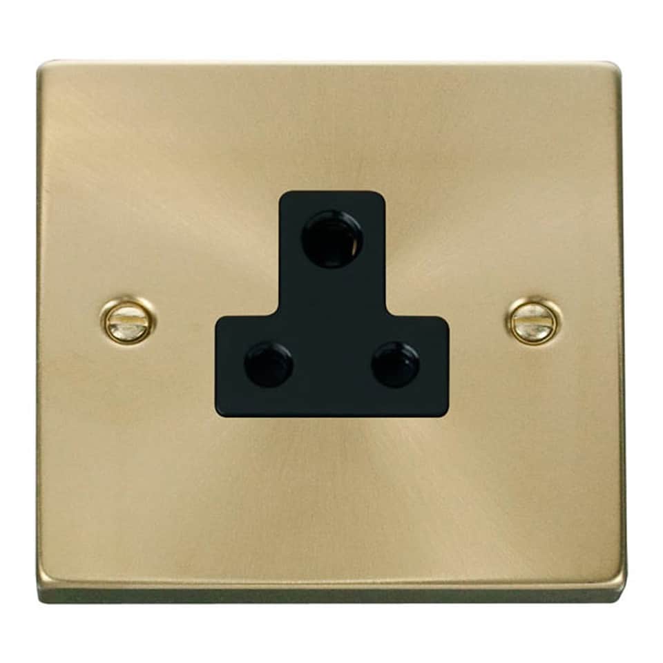 image 1 of SE HOME Satin Brushed Brass 1 Gang 5A Round Pin Socket | Gold | Satin Brass