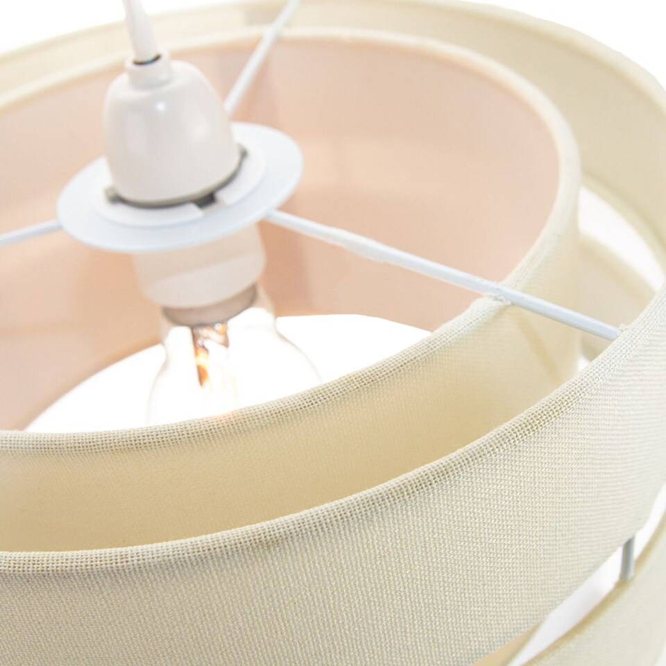 image 1 of Contemporary Quality Cream Linen Fabric Triple Tier Ceiling Pendant Light Shade | Cream | Cream | 1