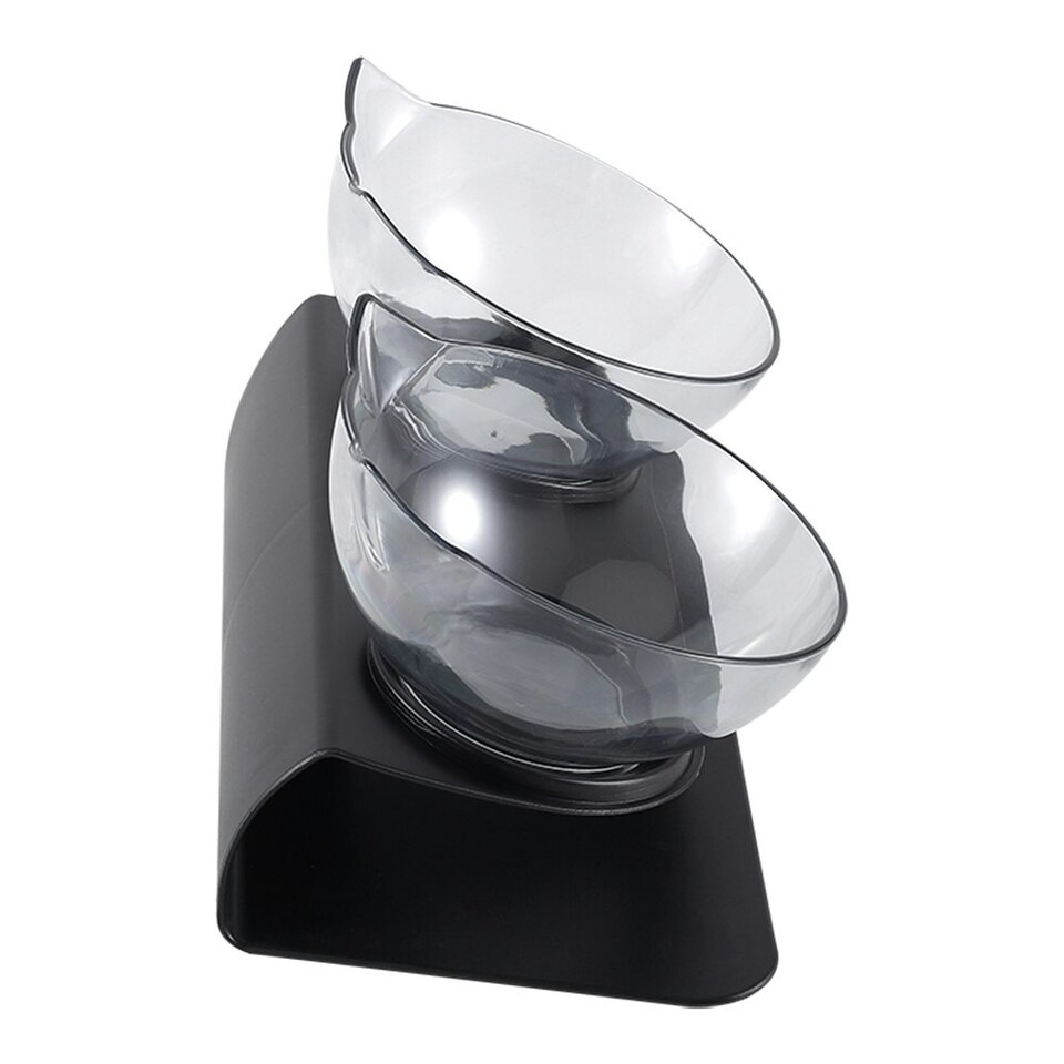 image 1 of Living and Home 15° Tilted Elevated Feeder with Double Cat Bowls, Transparent | Multi