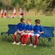 image 2 of Outsunny 6 Seater Folding Bench Camping Chair with Cup Holder, Blue