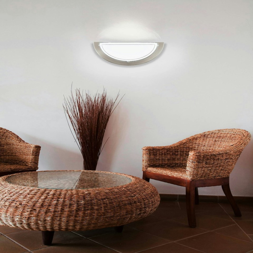 image 1 of EGLO Planet 1 Semi-Circular Steel Matte Nickel Wall Light White