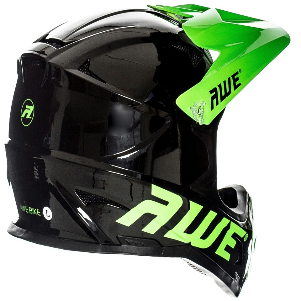 image 1 of AWEBlast BMX/Downhill/Full Face/Enduro Bike Helmet Black Green Medium 58-60cm | Black | Green