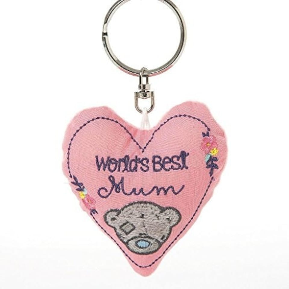 image 1 of Worlds Best Mum Me to You Bear Padded Heart Keyring