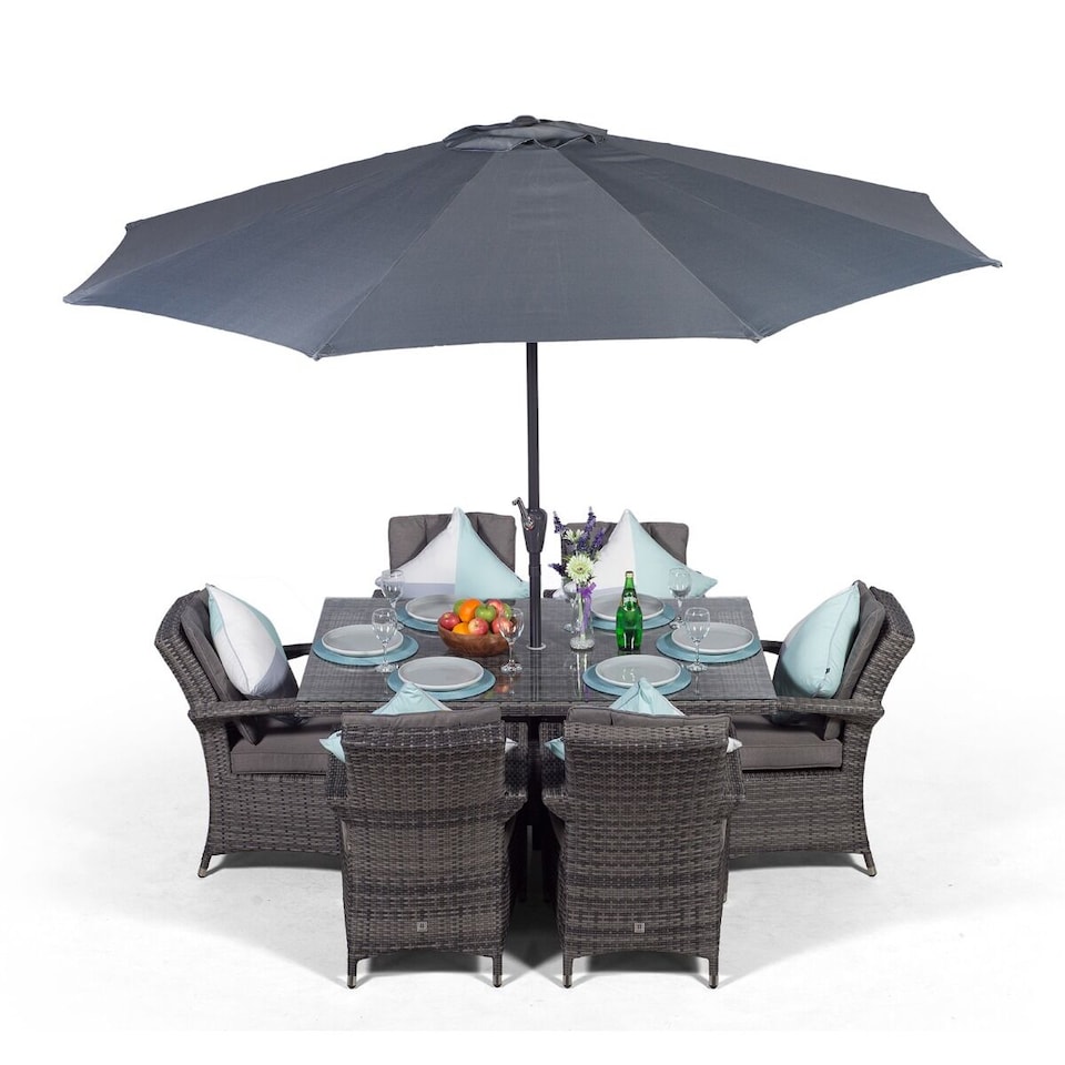 image 1 of Arizona Rectangular 6 Seater Rattan Patio Dining Set | Grey | Grey