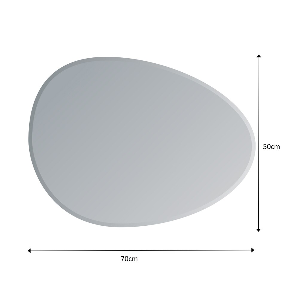 image 1 of Showerdrape Angel Oval Wall Mounted Frameless Bevelled Edge Bathroom Mirror 70 x 50cm | Chrome | Mirror | 1