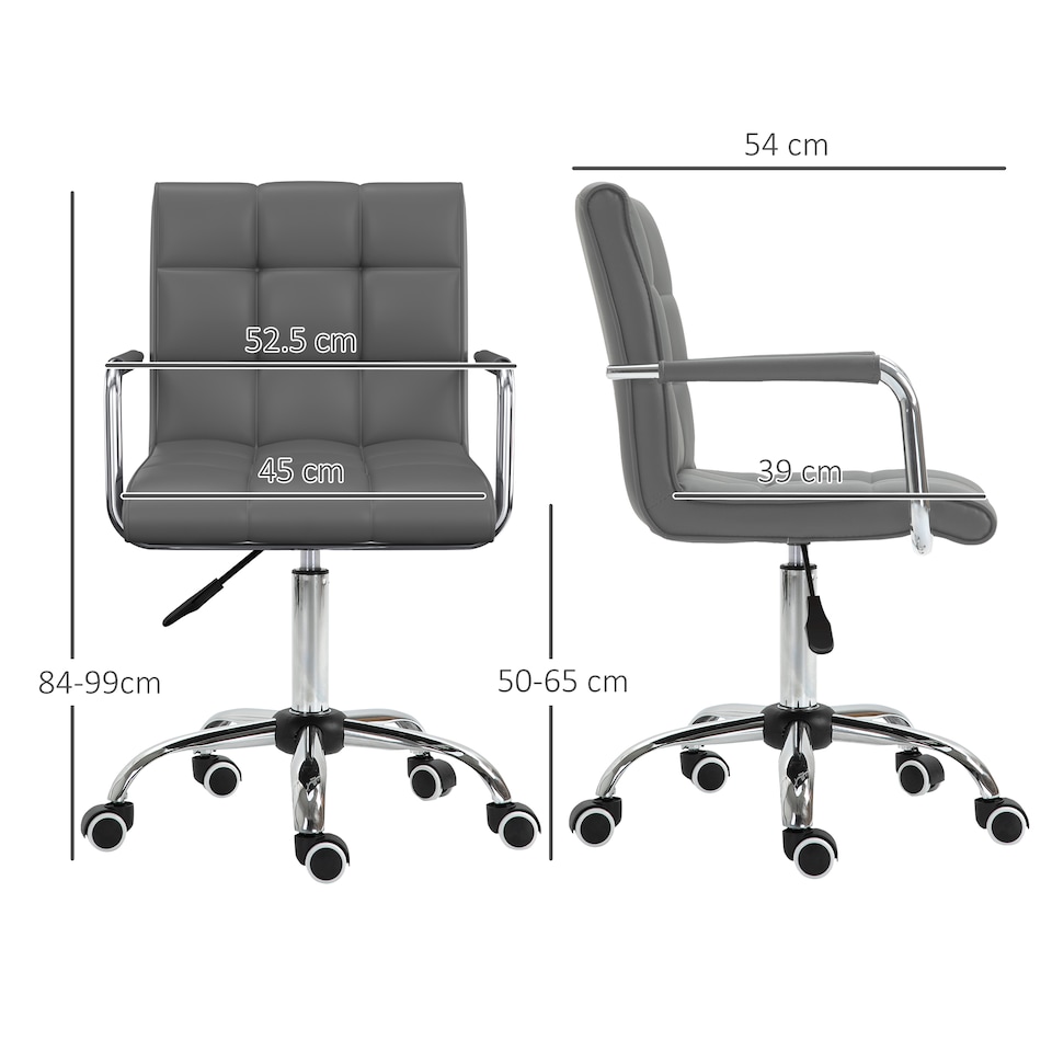 image 1 of Vinsetto Mid Back Office Chair, Swivel Computer Chair with Armrests, Grey