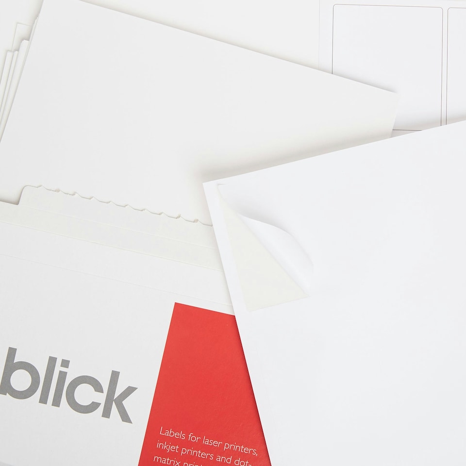image 1 of Blick 65 Per Sheet 100 Sheets, 38.1mm x 21.2mm, Rectangular, White, 6500 Labels