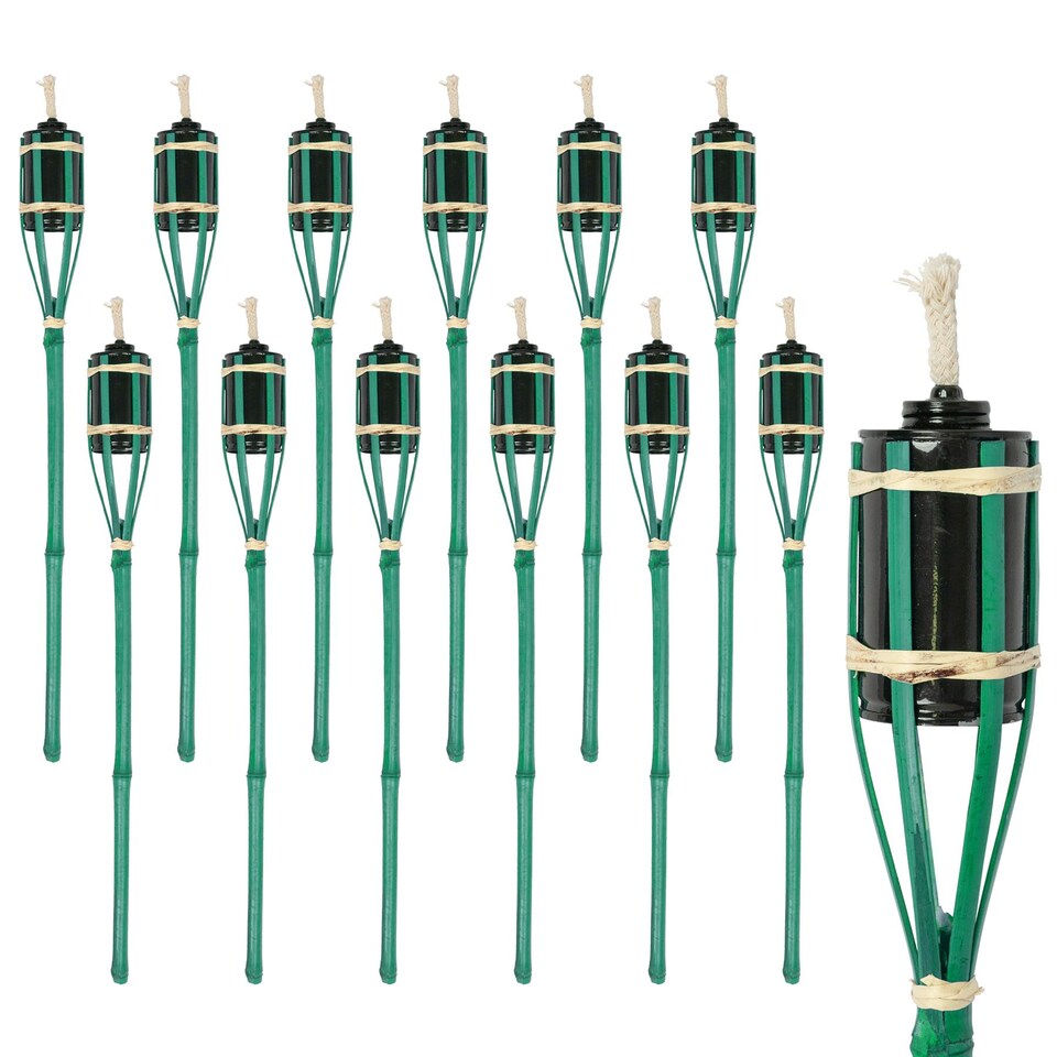 image 1 of Harbour Housewares Bamboo Garden Fire Torches - 60cm - Green - Pack of 12