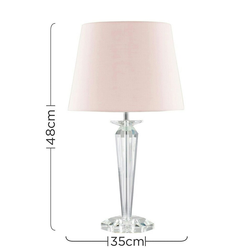 image 1 of ValueLights Modern Clear Genuine K9 Crystal Base Table Lamp With Pink Shade