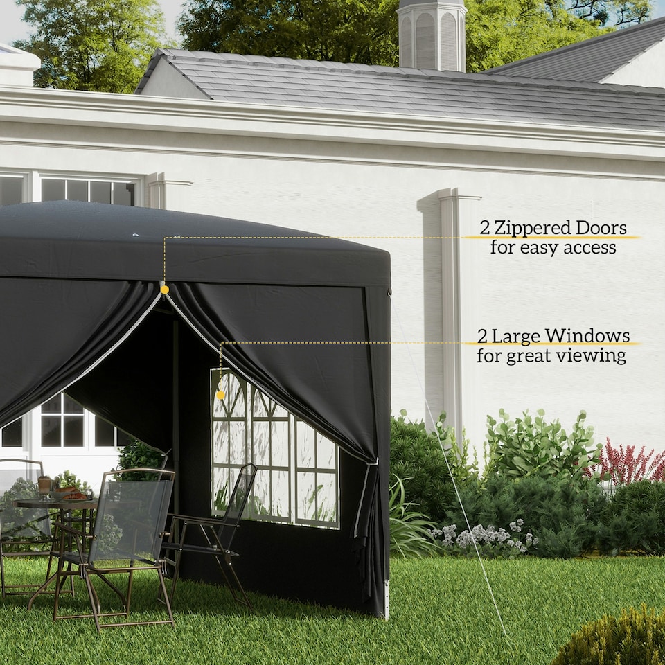 image 1 of Outsunny 3mx3m Pop Up Gazebo Party Tent Canopy Marquee with Storage Bag Black