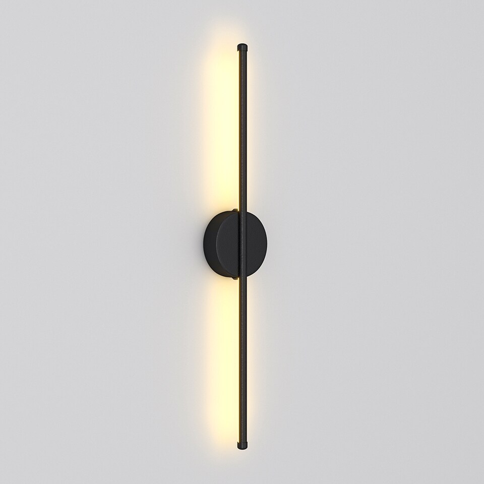 image 1 of Living and Home Hardwired Minimalistic Linear LED Wall Sconce with Warm Light, Black, 60cm | Black | 60cm | 1