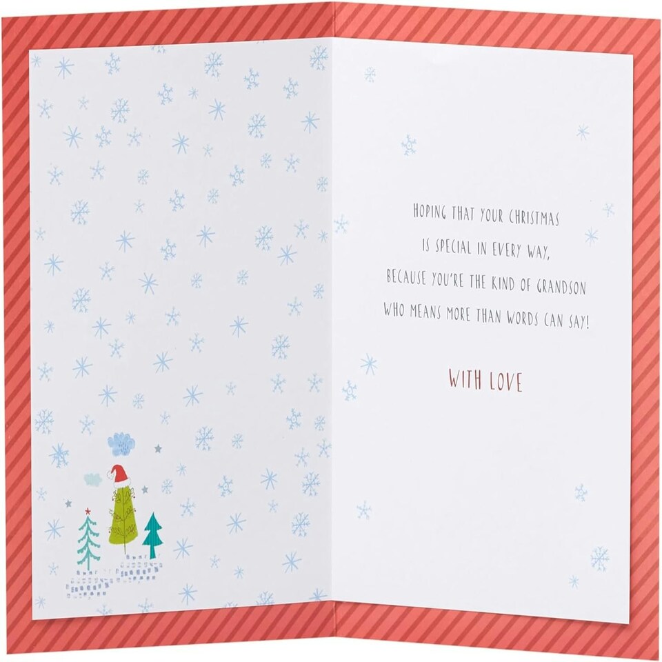 image 1 of Festive Pattern Design Grandson Christmas Card
