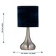 image 5 of Romana - Brushed Chrome Touch Operated Table Lamp with Navy Blue Crushed Velvet Shade Silver | Blue