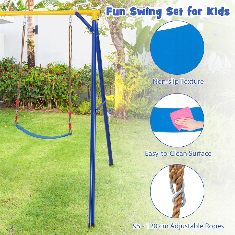 image 1 of COSTWAY 300 kg Heavy Duty Swing Set Backyard 4-in-1 Kids Swing Set Outdoor Playset