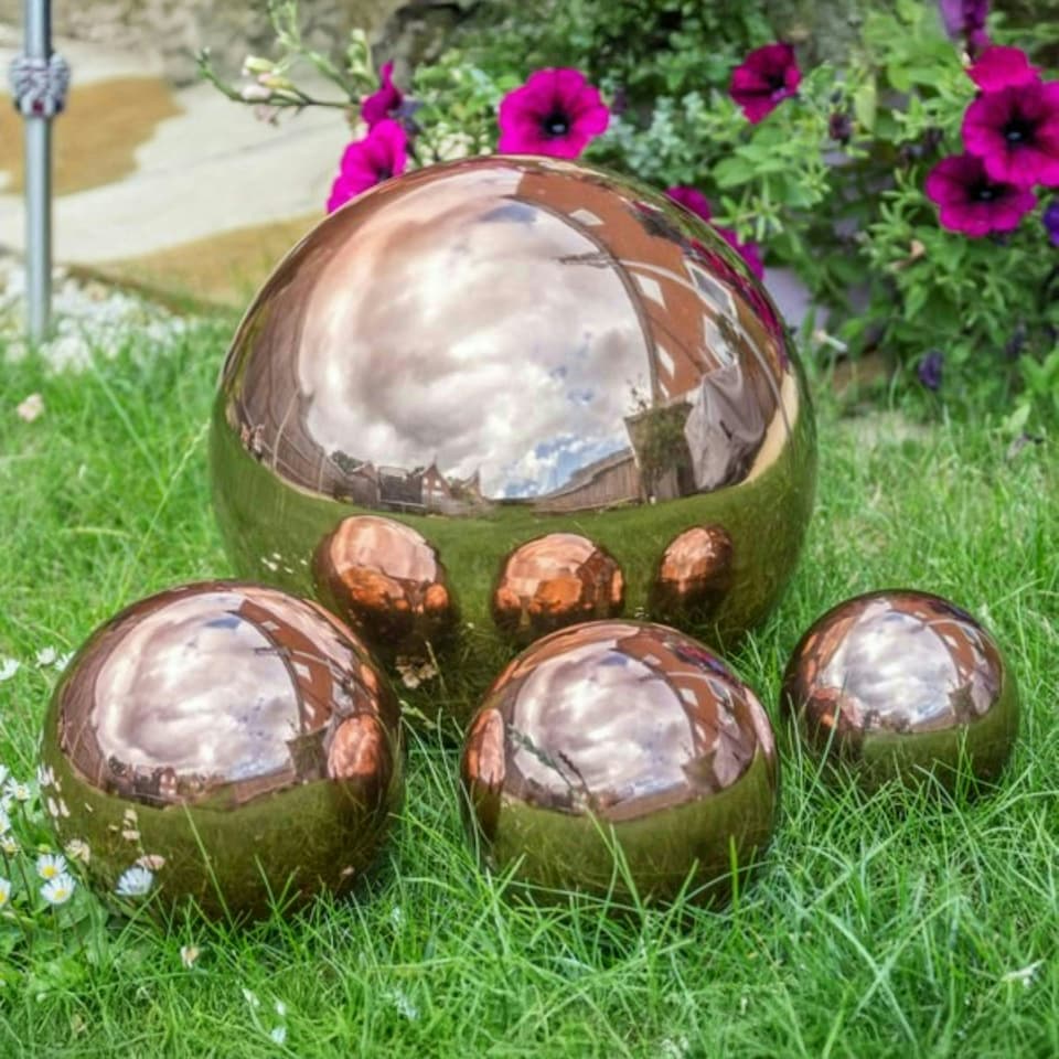 image 1 of Primrose Stainless Steel Polished Copper Effect Gazing Globe in Copper 10cm