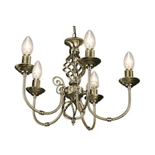 5 Light Antique Brass Classic Knot Twist Chandelier Ceiling Light Fitting | Gold | Antique Brass | 1
