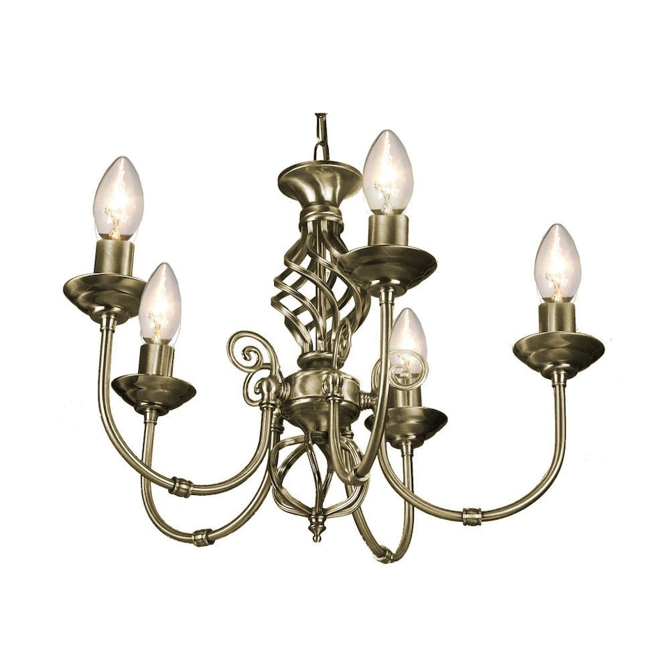 5 Light Antique Brass Classic Knot Twist Chandelier Ceiling Light Fitting | Gold | Antique Brass | 1