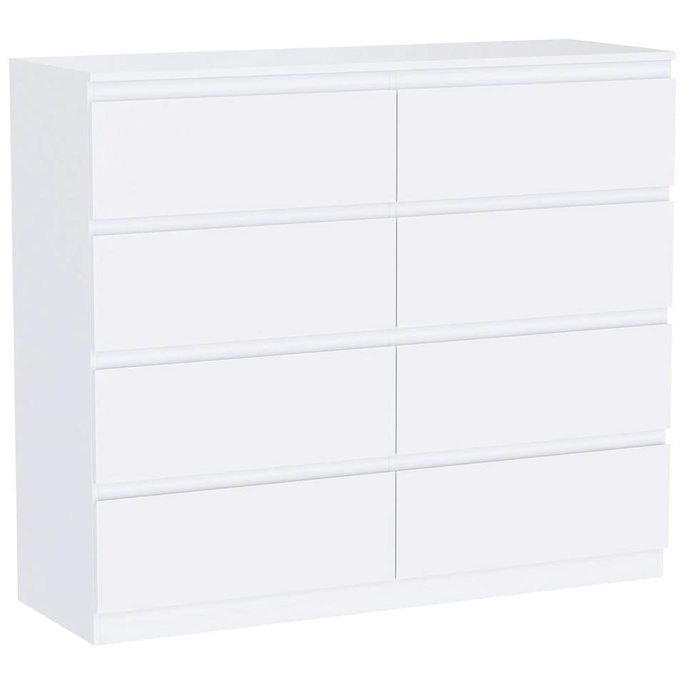 image 1 of Vida Designs Denver 8 Drawer Chest of Drawers Bedroom Storage, White
