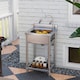 image 2 of HOMCOM Stainless Steel Utility Sink with Cold and Hot Water Pipe Silver Tone