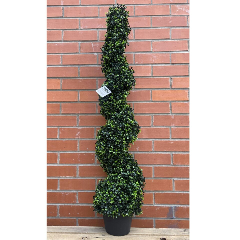 image 1 of 120cm Artificial Natural Boxwood Spiral Topiary