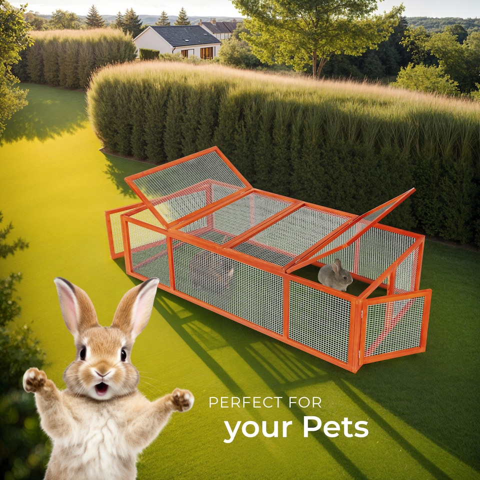 image 1 of Rabbit Run Mandy - wooden, with 2 roof openings, 2 doors, 181 x 90 x 48 cm | Brown | brown | 181 x 90 x 48 cm | 1