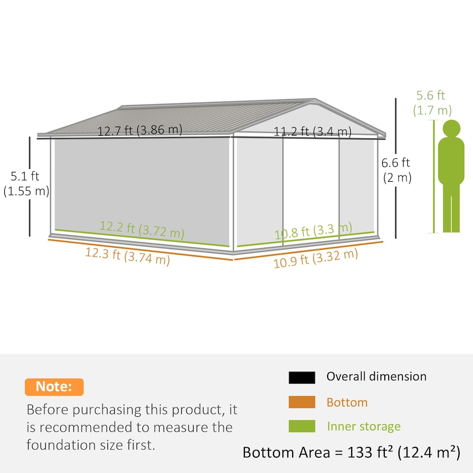 image 1 of Outsunny 13 x 11ft Garden Shed Storage w/ Foundation Kit, Vent, Light Brown