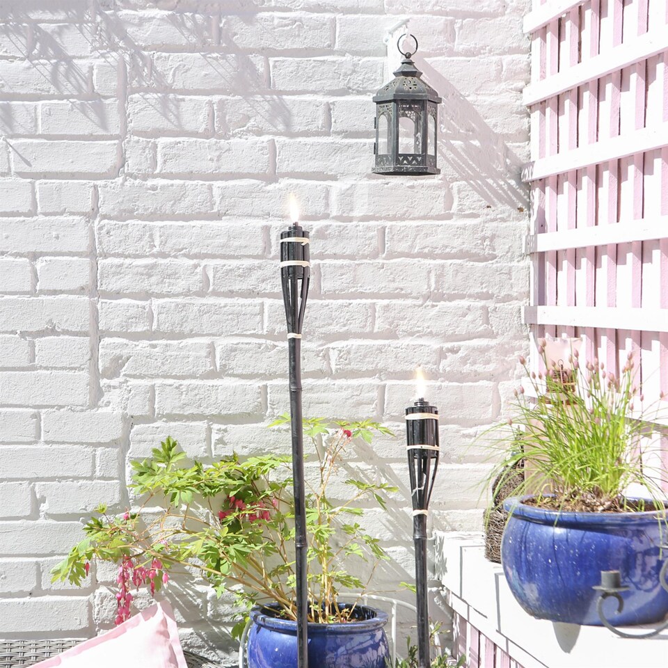 image 1 of Harbour Housewares Bamboo Garden Torches - 114cm - Black - Pack of 6