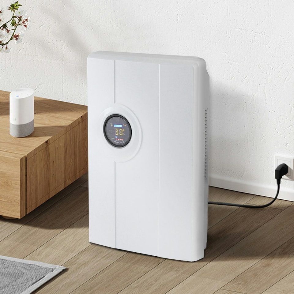 image 1 of Living and Home Silent Dehumidifier with Remote Control & Drain Hose - White