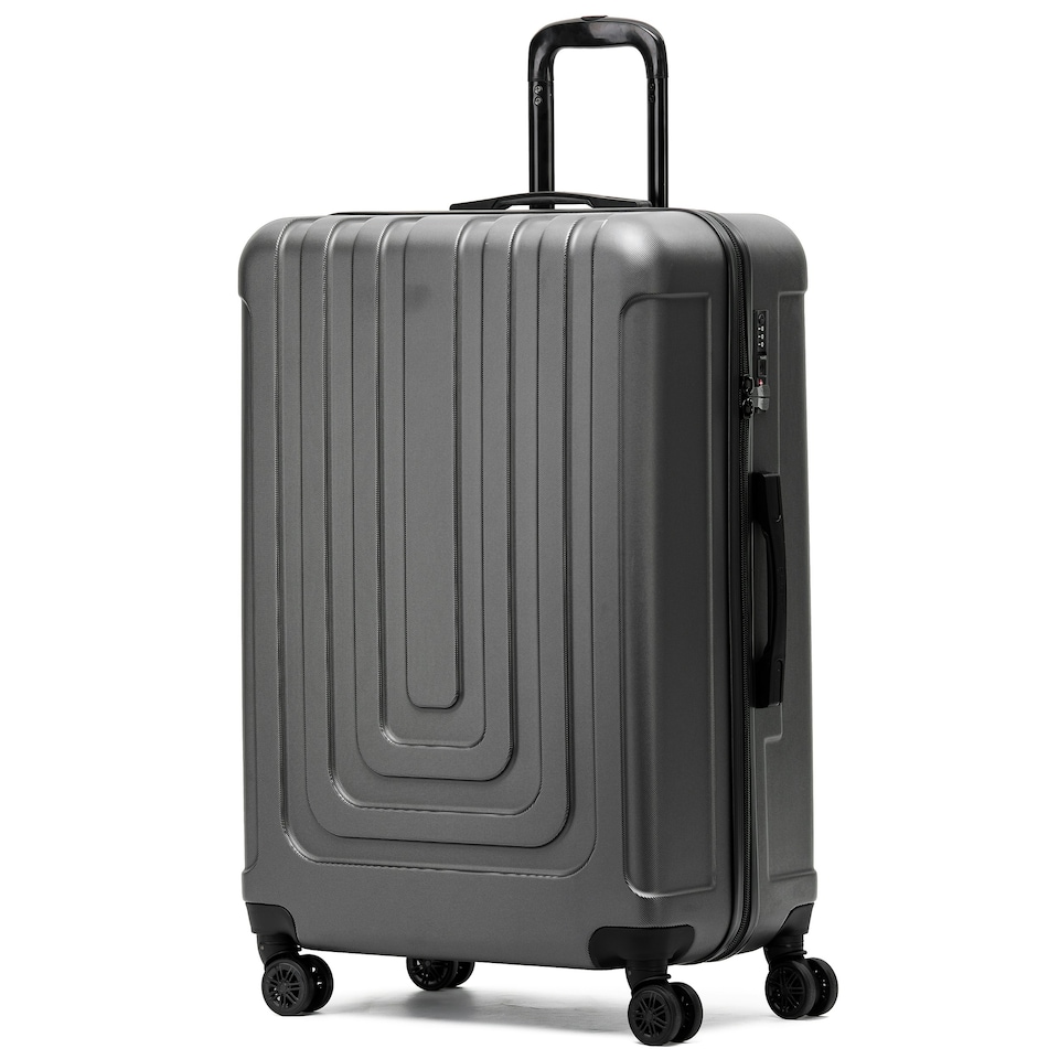 image 1 of Flight Knight Premium Lightweight Suitcase - Built-in Side Lock - 8 Spinner Wheels - ABS Hard Shell Carry On Or Check in Luggage - 100 Airlines Approved Pink | Rose Gold | Large