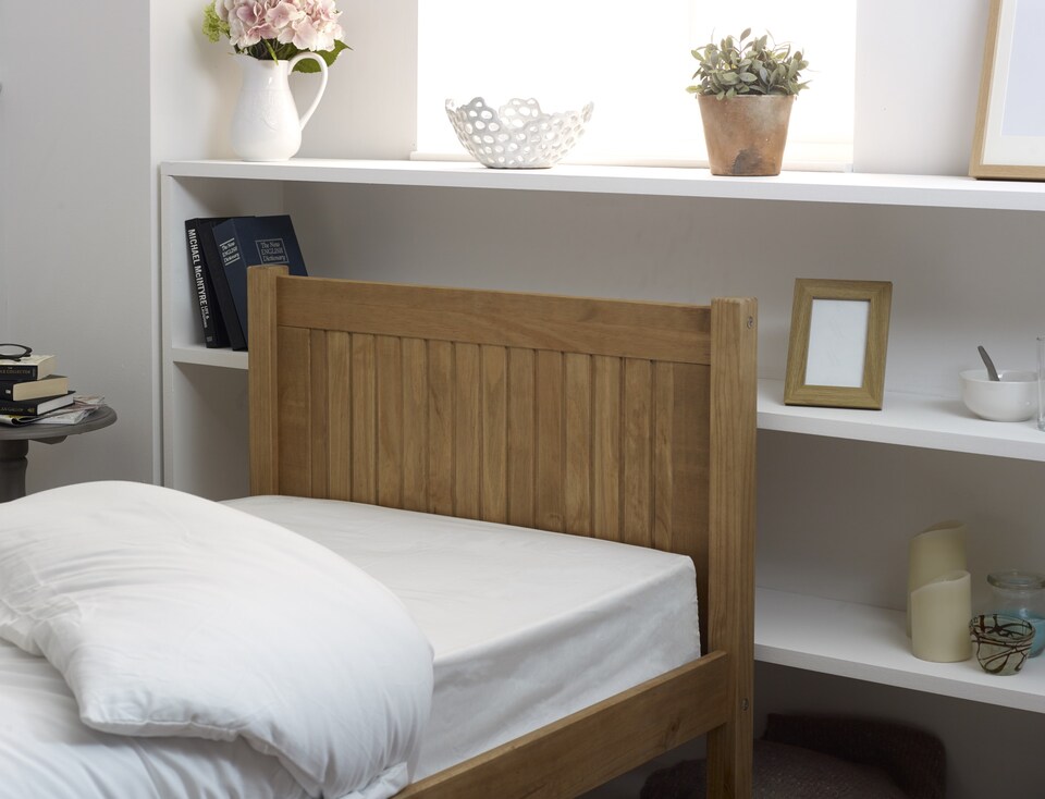 image 1 of 5ft King Size Antique honey pine,wood,wooden low foot end,solid panel bed frame.Shaker style