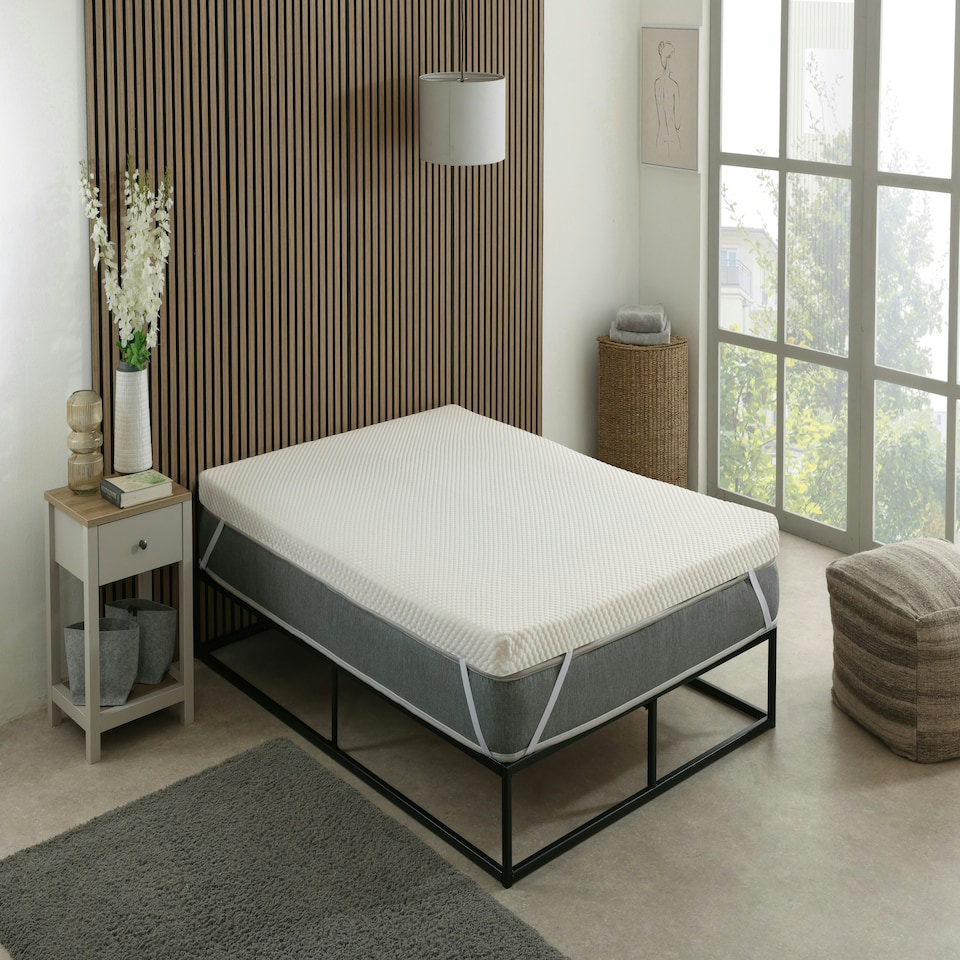 image 1 of Cool Quilted Memory Foam Mattress Topper - 2" Deep, Pressure-Relieving Support White | 1 Inch Thickness | Double
