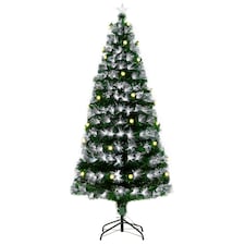 HOMCOM 6ft White Light Artificial Christmas Tree w/ 230 LED Star Topper Tri-Base