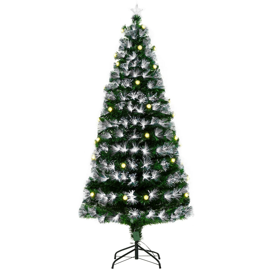 image 1 of HOMCOM 6ft White Light Artificial Christmas Tree w/ 230 LED Star Topper Tri-Base