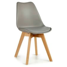 Dining Chair Grey Light brown Wood Plastic (48 x 43 x 82 cm) Brown
