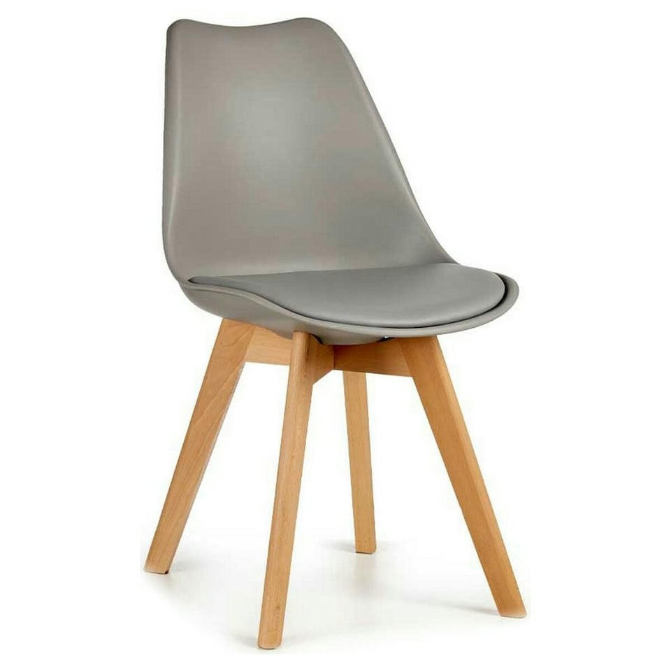 image 1 of Dining Chair Grey Light brown Wood Plastic (48 x 43 x 82 cm) Brown
