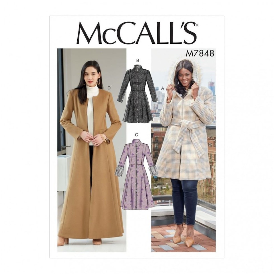 image 1 of McCall's 7848 Paper Sewing Pattern – Women’s Coats & Belts, Size B5 (8–10–12–14–16), Intermediate