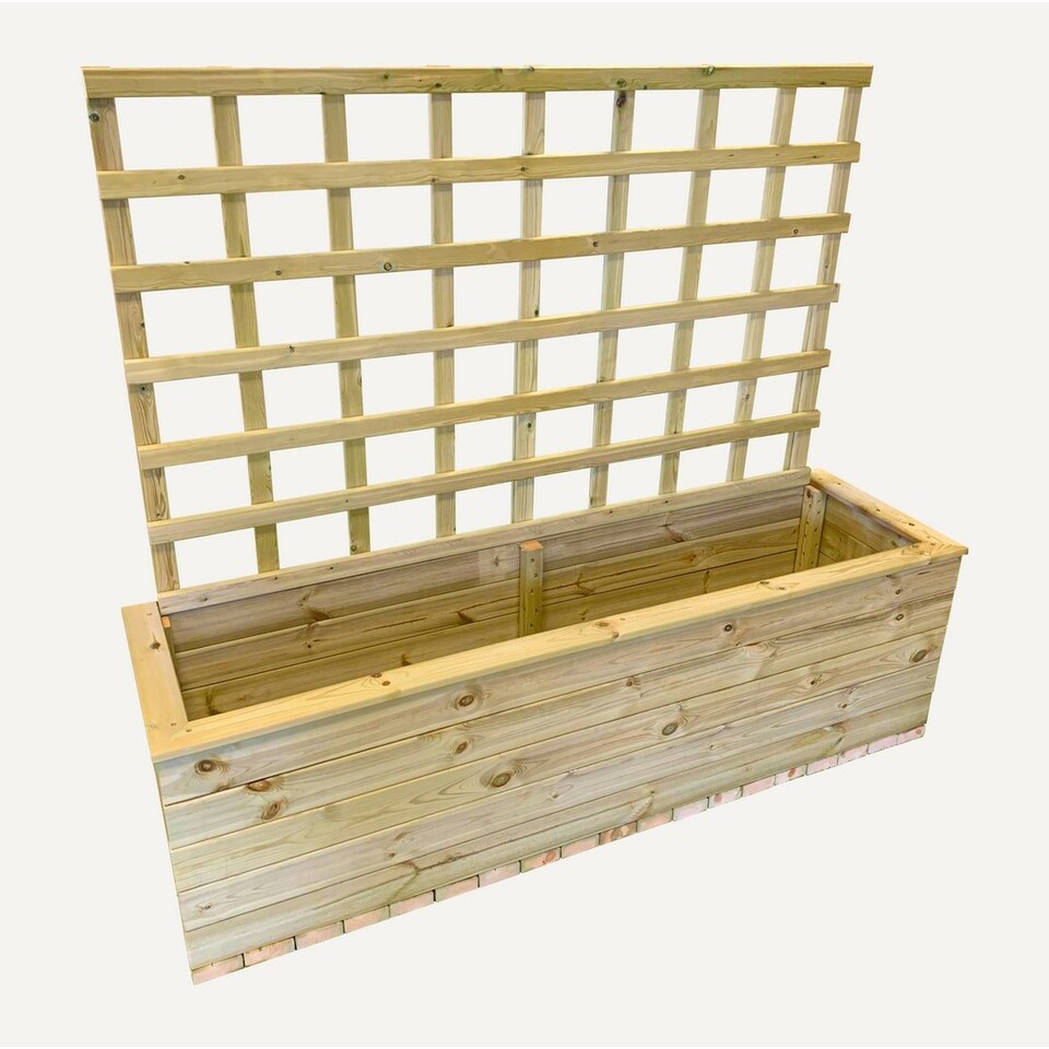 image 1 of Deluxe Extra Large Trough with Trellis - Timber - L58 x W183 x H52 cm - Partially Assembled | Brown